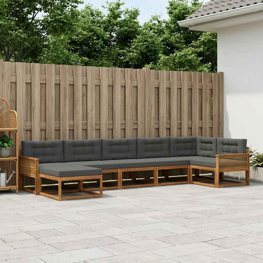 Buiten bankenset met kussen 7 pcs Natuurlijk en Antraciet is nu te koop bij PeponiXL, paradijselijk wonen!