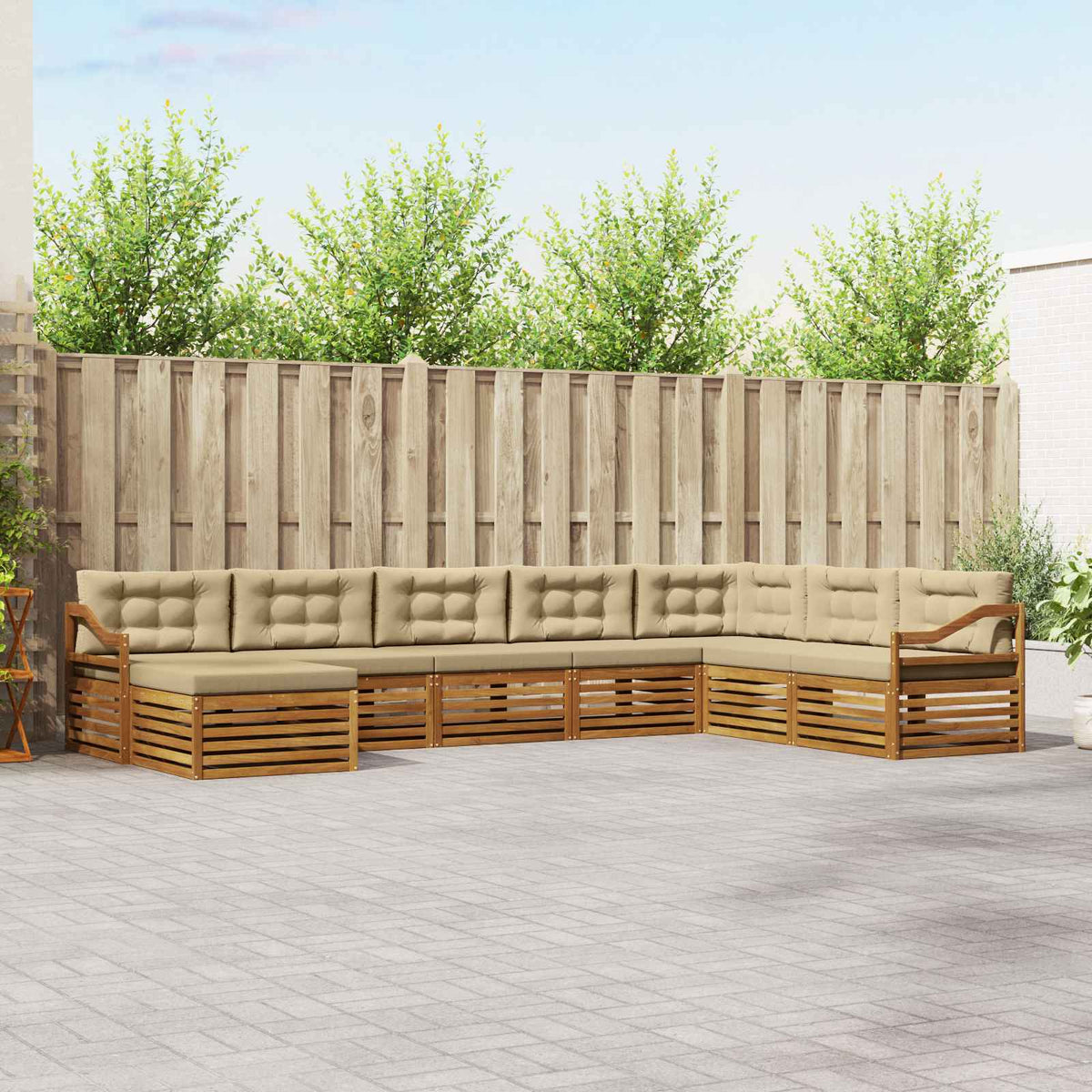 Buiten bankenset met kussen 8 pcs Natuurlijk en Beige is nu te koop bij PeponiXL, paradijselijk wonen!