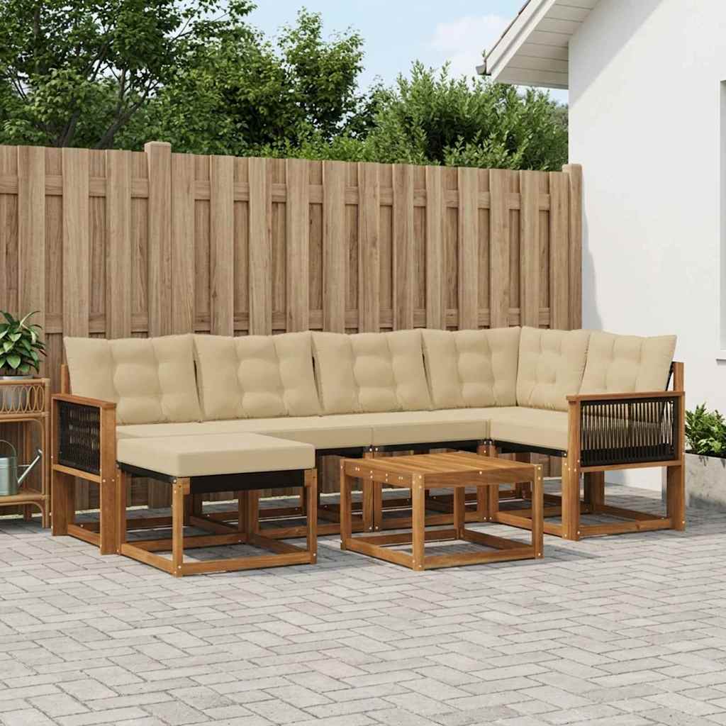Buiten bankenset met kussen 7 pcs Natuurlijk en Beige is nu te koop bij PeponiXL, paradijselijk wonen!