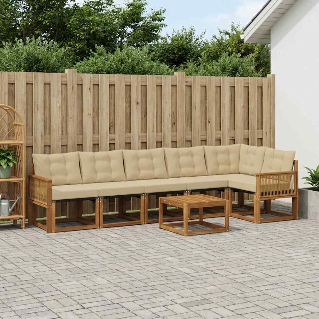 Buiten bankenset met kussen 7 pcs Natuurlijk en Beige is nu te koop bij PeponiXL, paradijselijk wonen!