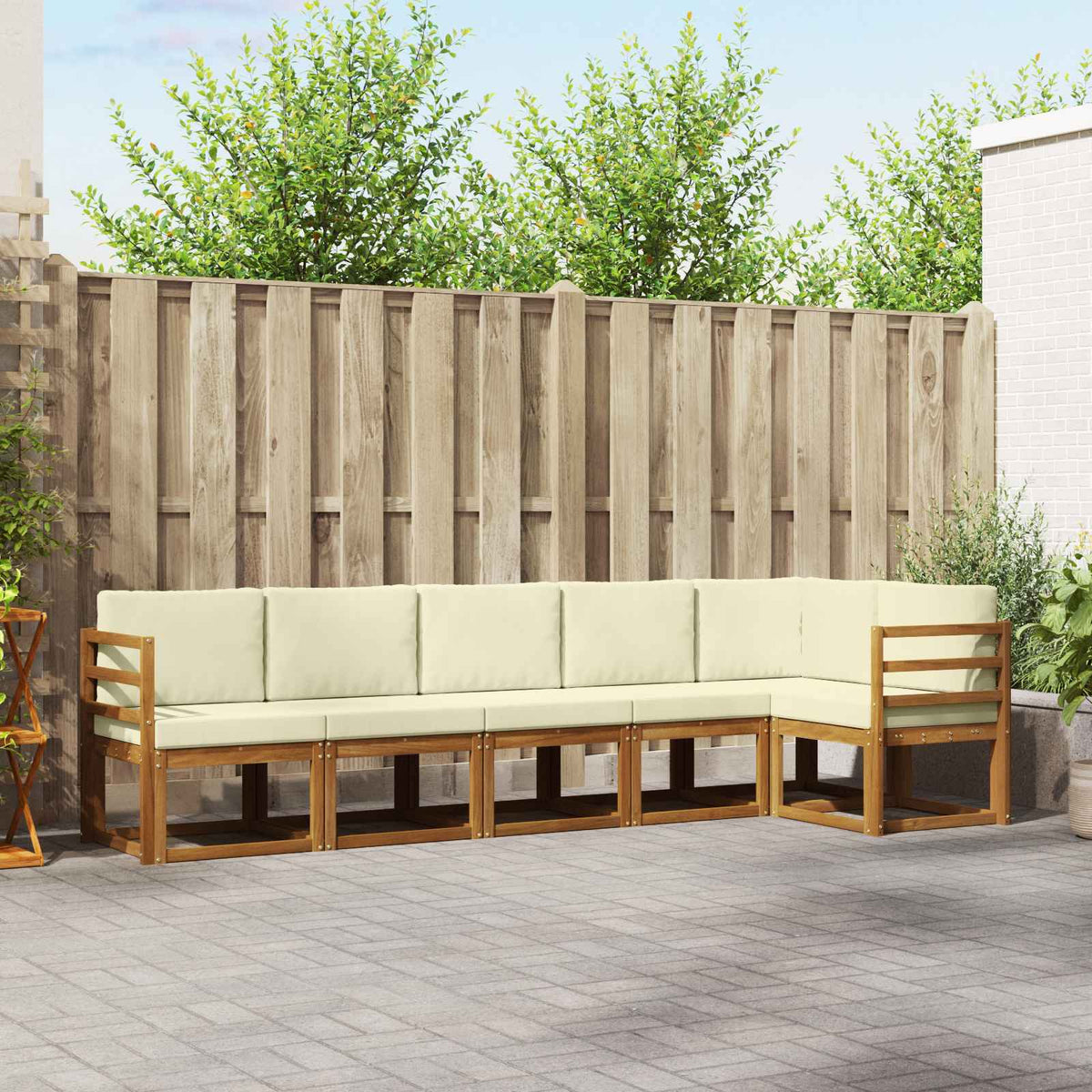 Buiten bankenset met kussen 6 pcs Natuurlijk en Crème is nu te koop bij PeponiXL, paradijselijk wonen!