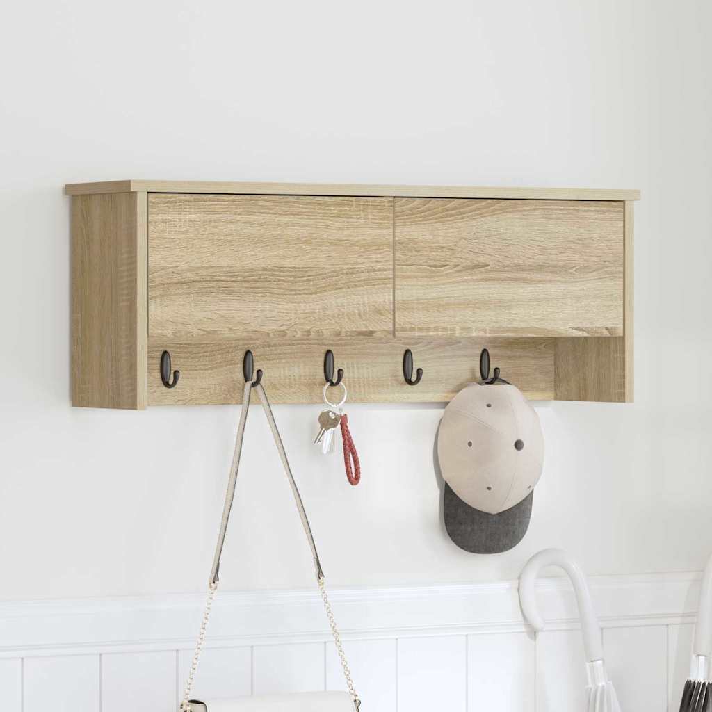 Wandgemonteerde kapstok met plank Sonoma Eiken 80 x 20 x 30 cm is nu te koop bij PeponiXL, paradijselijk wonen!