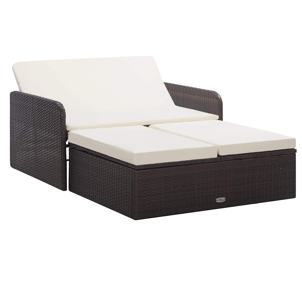 2-delige Loungeset met kussens poly rattan bruin is nu te koop bij PeponiXL, paradijselijk wonen!