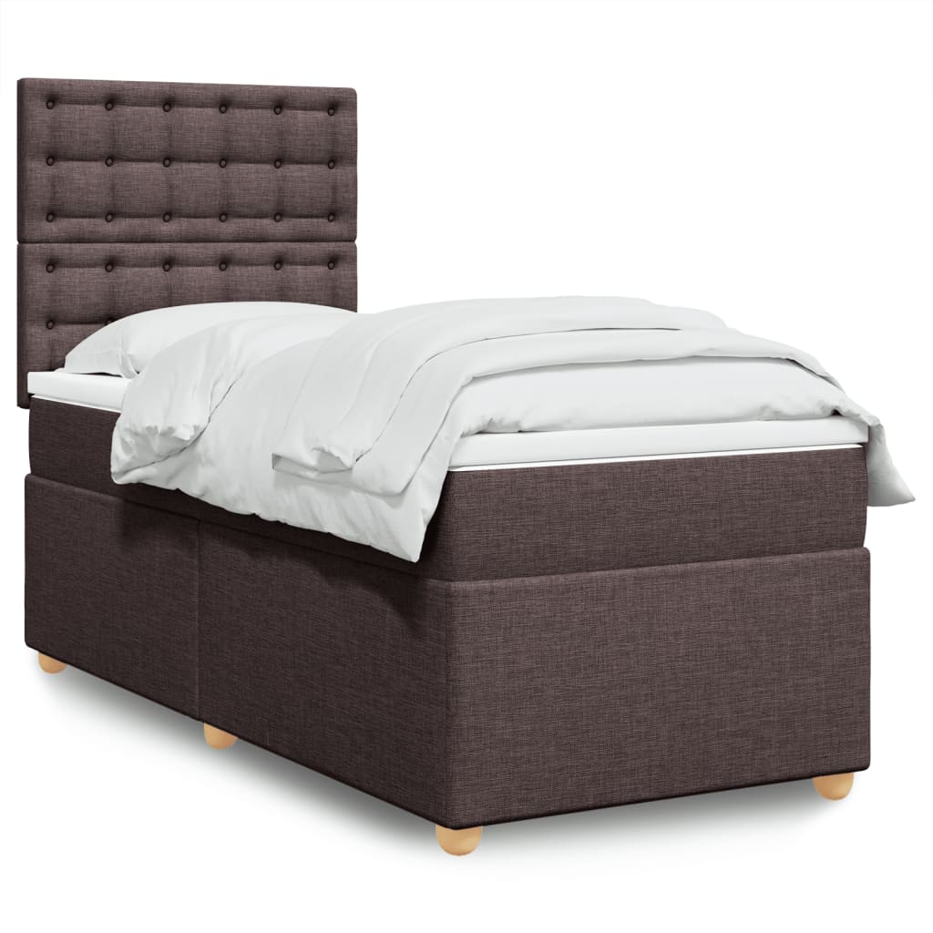 Boxspring met matras stof donkerbruin 100x200 cm is nu te koop bij PeponiXL, paradijselijk wonen!