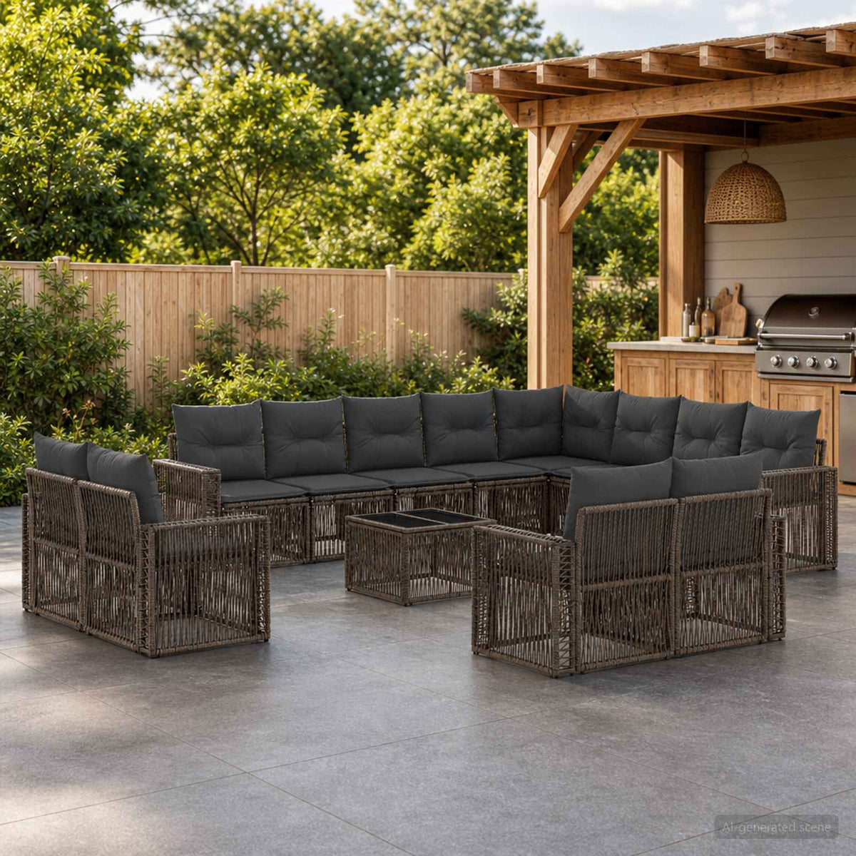 Tuinbankenset 13 pcs Grijs en Donkergrijs poly rattan is nu te koop bij PeponiXL, paradijselijk wonen!