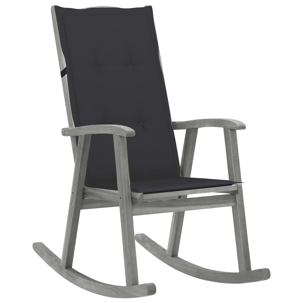 Schommelstoel met kussens massief acaciahout grijs is nu te koop bij PeponiXL, paradijselijk wonen!