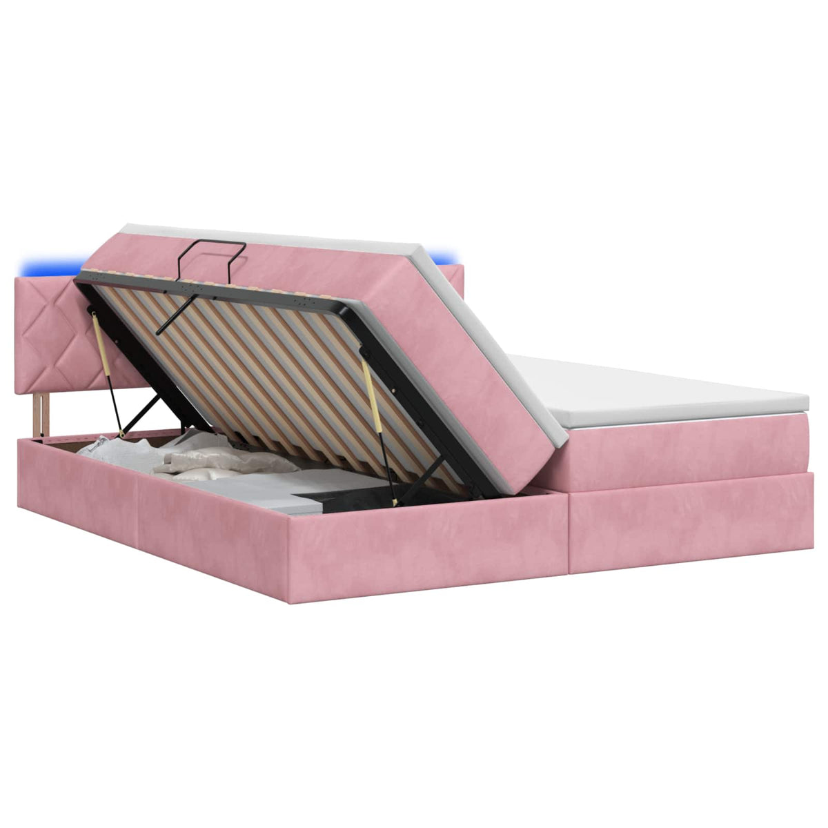 LED Opslagbed met Matras Roze 180 x 200 cm Fluweel is nu te koop bij PeponiXL, paradijselijk wonen!