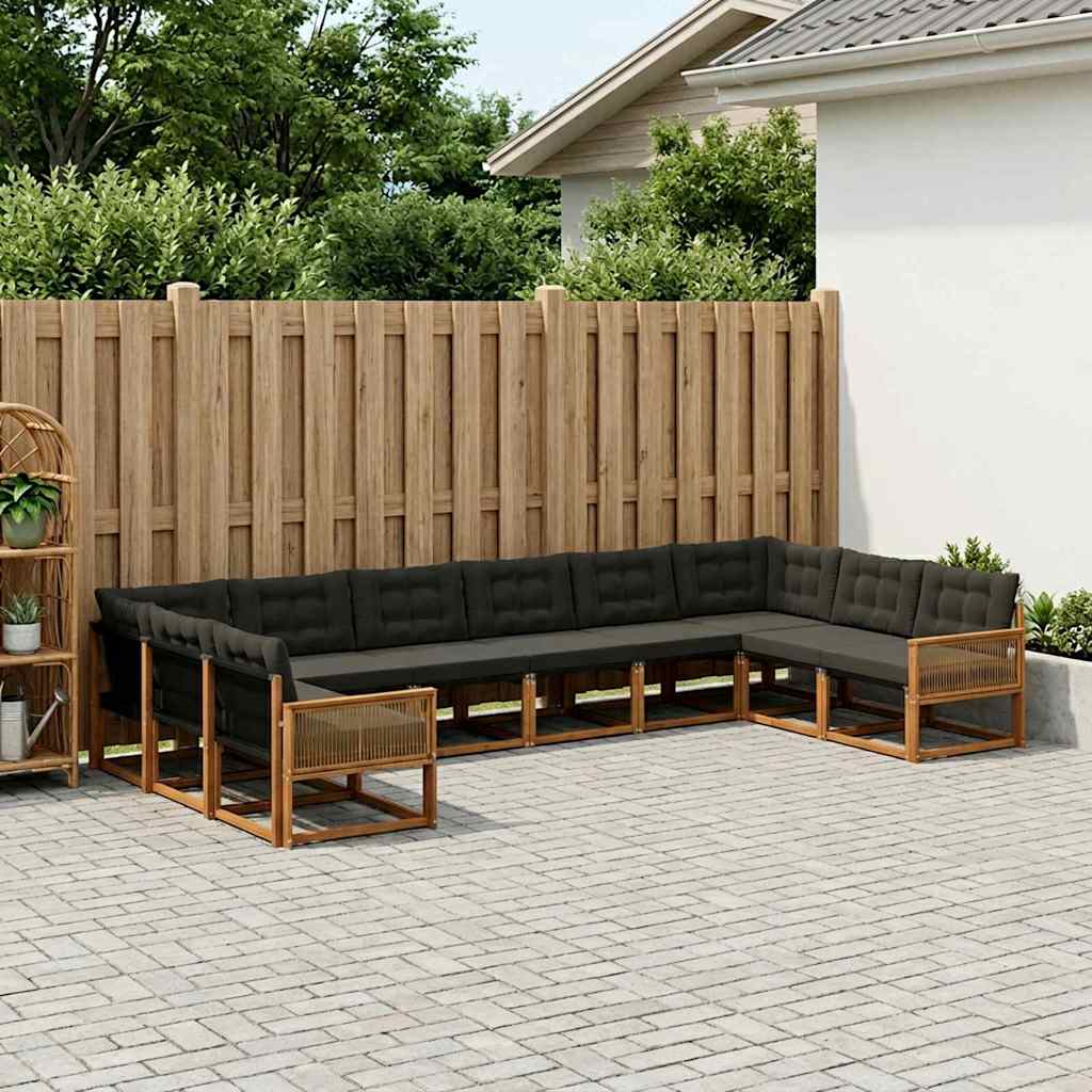 Buiten bankenset met kussen 10 pcs Naturel en Zwart is nu te koop bij PeponiXL, paradijselijk wonen!