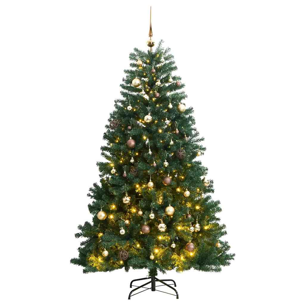 Kunstkerstboom met scharnieren 300 LED's en kerstballen 210 cm is nu te koop bij PeponiXL, paradijselijk wonen!