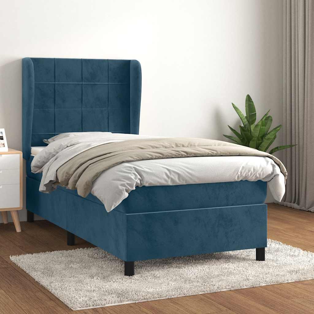 Boxspring met matras fluweel donkerblauw 80x200 cm is nu te koop bij PeponiXL, paradijselijk wonen!