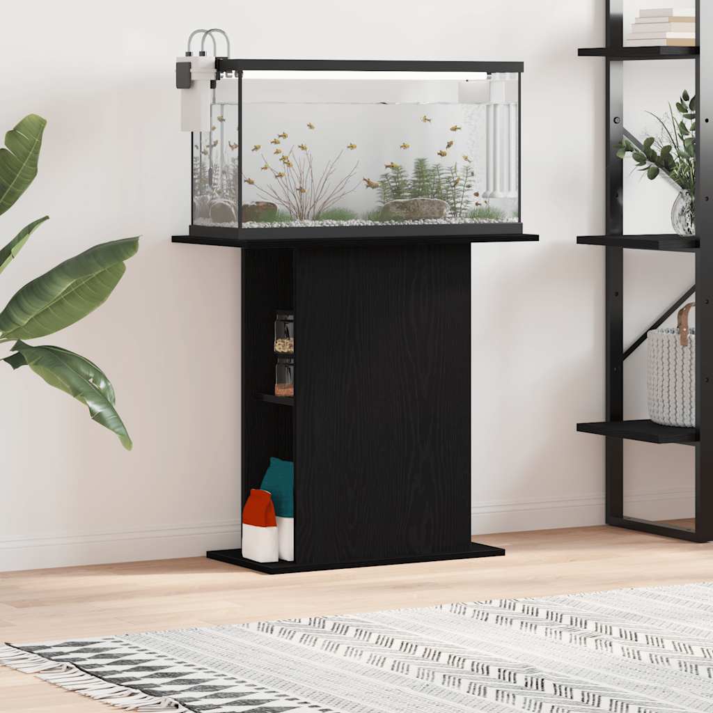 Aquariumstandaard Zwart Eiken 75x36x72,5 cm Bewerkt Hout is nu te koop bij PeponiXL, paradijselijk wonen!