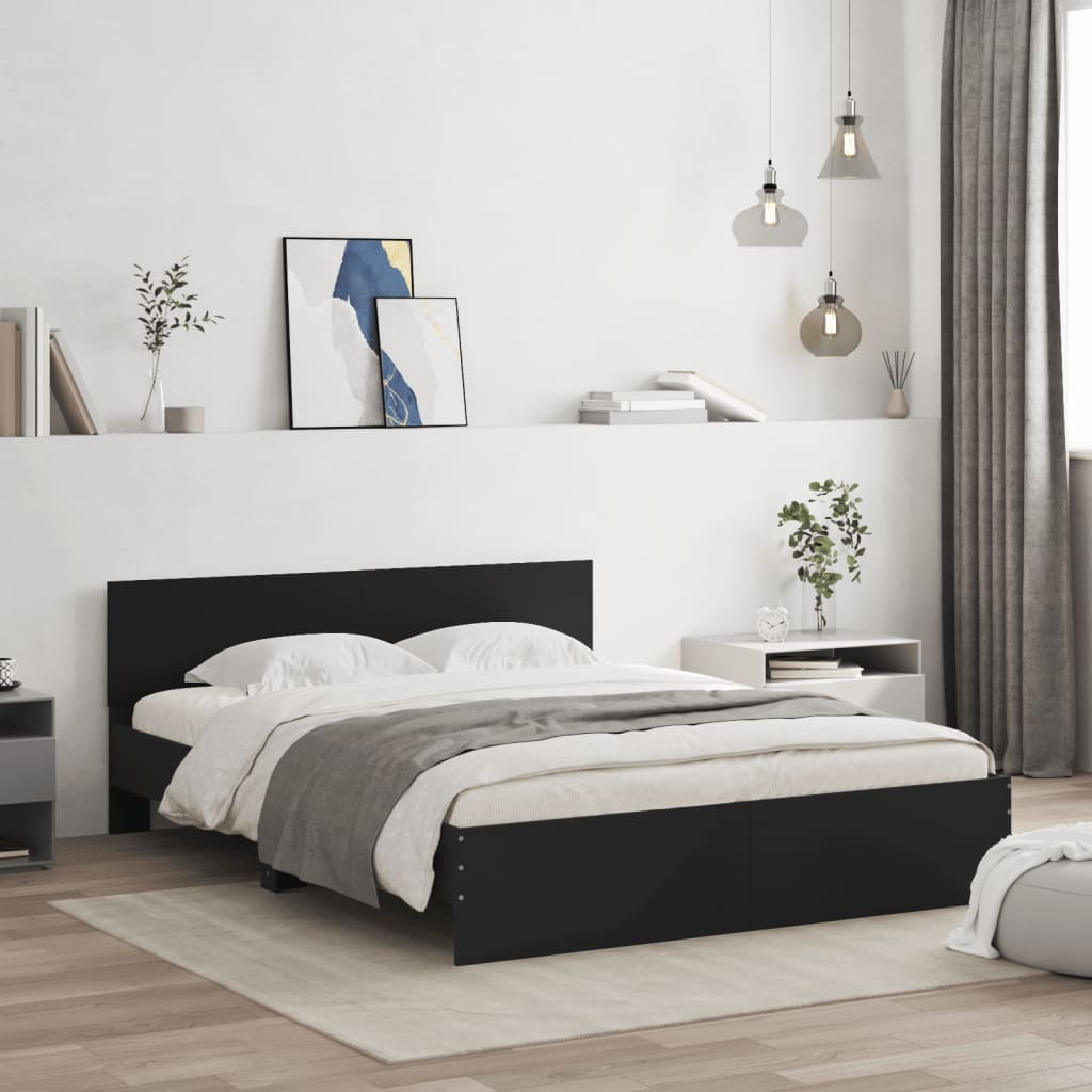 Bedframe met hoofdeinde zwart 140x190 cm is nu te koop bij PeponiXL, paradijselijk wonen!