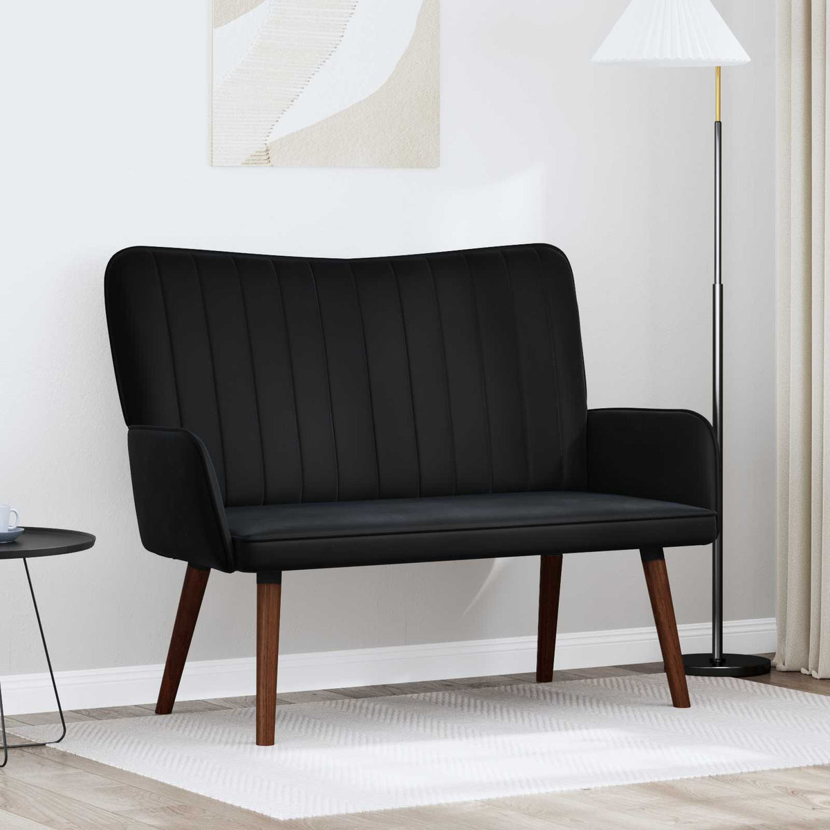 Twee Persoons Sofa Zwart 115 x 61 x 87 cm Fluweel is nu te koop bij PeponiXL, paradijselijk wonen!
