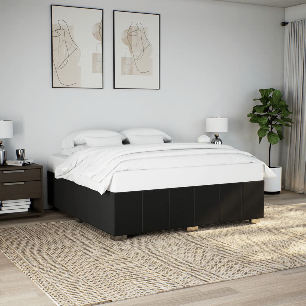 Bedframe zonder matras stof zwart 200x200 cm is nu te koop bij PeponiXL, paradijselijk wonen!