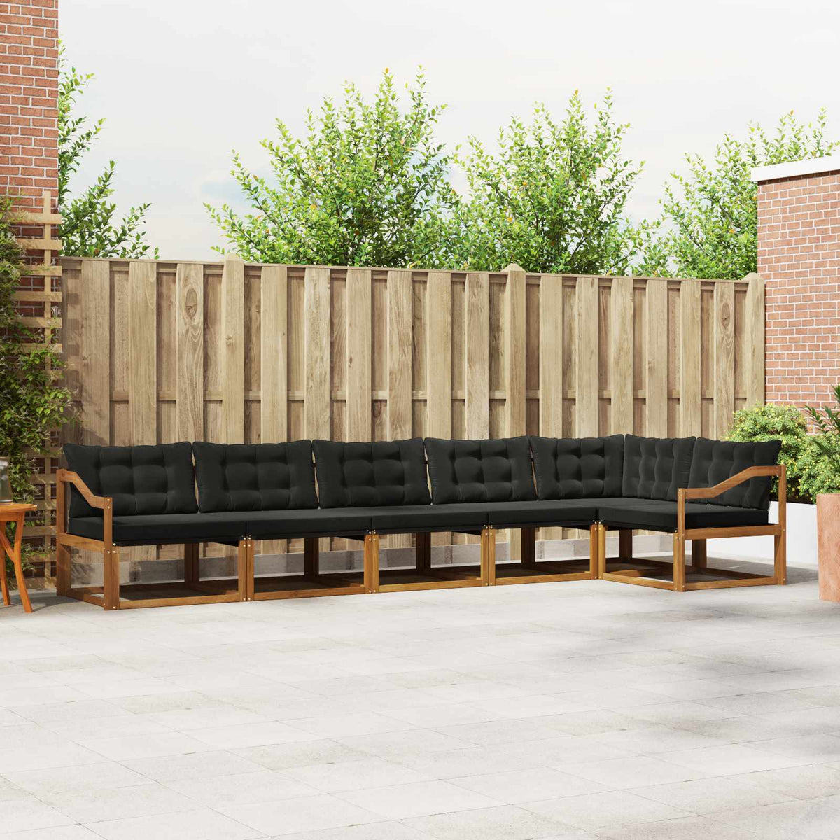 Buiten bankenset met kussen 6 pcs Natuurlijk en Zwart is nu te koop bij PeponiXL, paradijselijk wonen!