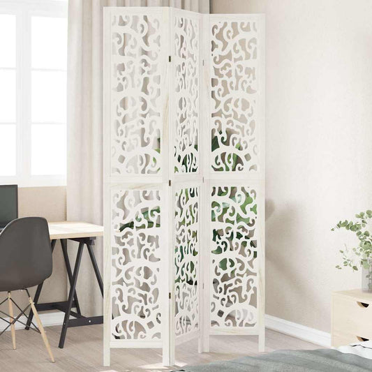 Kamerscherm met 3 panelen massief paulowniahout wit is nu te koop bij PeponiXL, paradijselijk wonen!