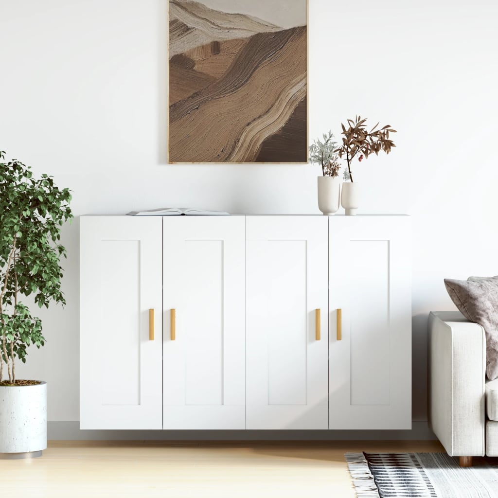Hangkasten 2 st bewerkt hout wit is nu te koop bij PeponiXL, paradijselijk wonen!