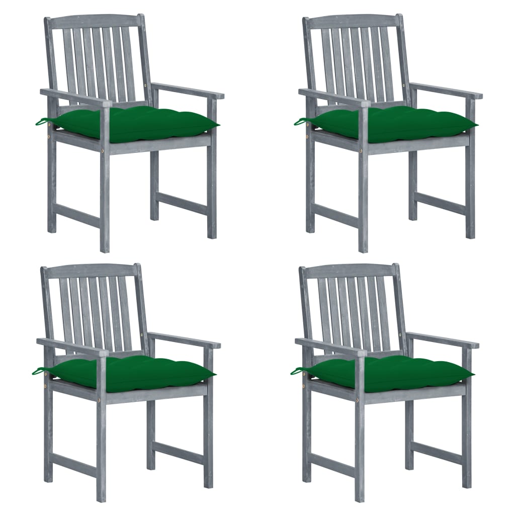 Tuinstoelen 4 st met kussens massief acaciahout grijs is nu te koop bij PeponiXL, paradijselijk wonen!