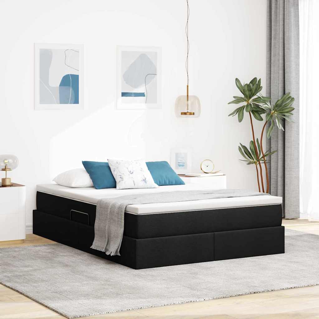 Opslag bed met matras met matras Zwart 140 x 190 cm Polyester is nu te koop bij PeponiXL, paradijselijk wonen!