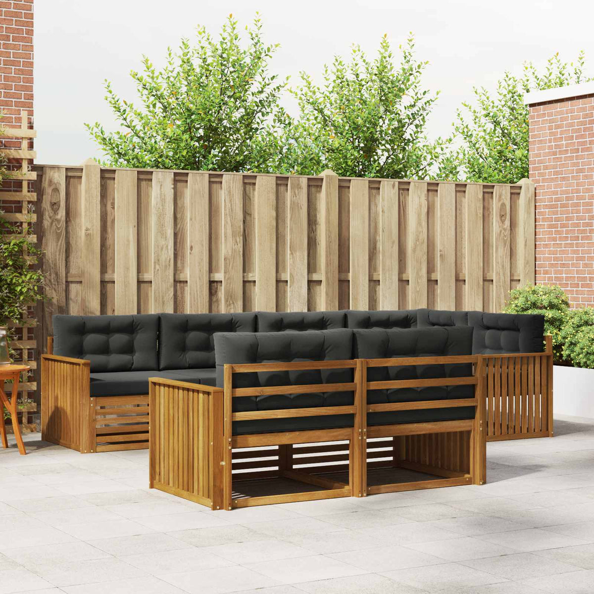 Buiten bankenset met kussen 7 pcs Natuurlijk en Antraciet is nu te koop bij PeponiXL, paradijselijk wonen!
