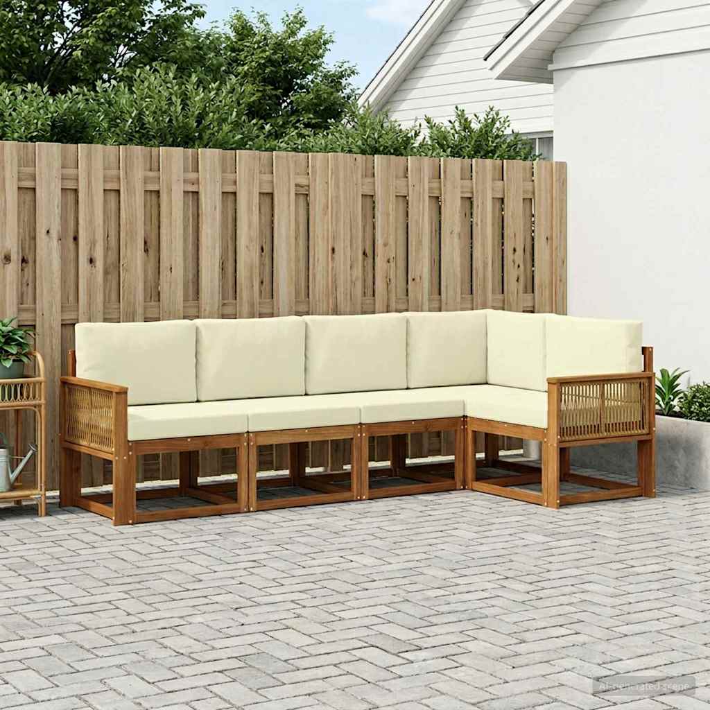 Buiten bankenset met kussen 7 pcs Natuurlijk en Crème Polyester is nu te koop bij PeponiXL, paradijselijk wonen!