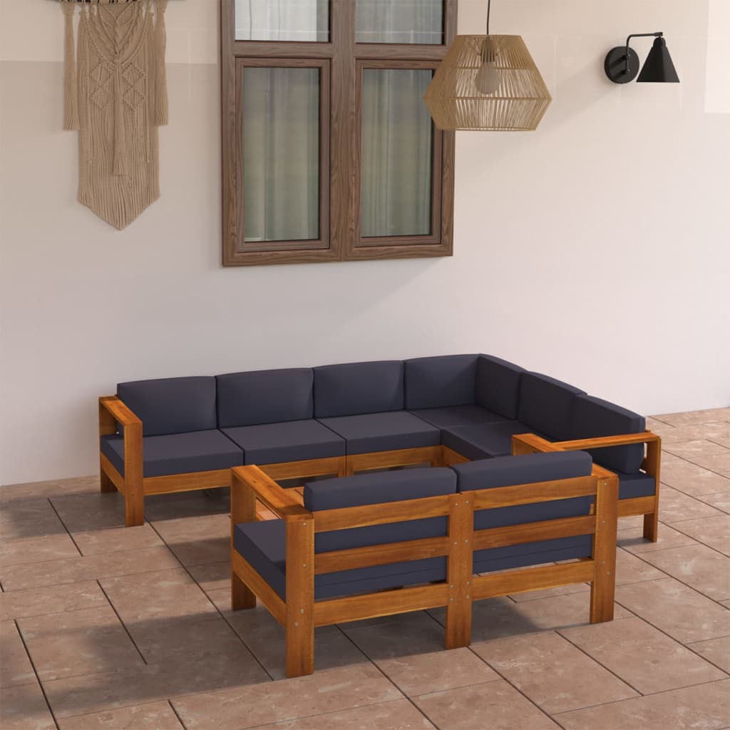 8-delige Loungeset met donkergrijze kussens acaciahout is nu te koop bij PeponiXL, paradijselijk wonen!