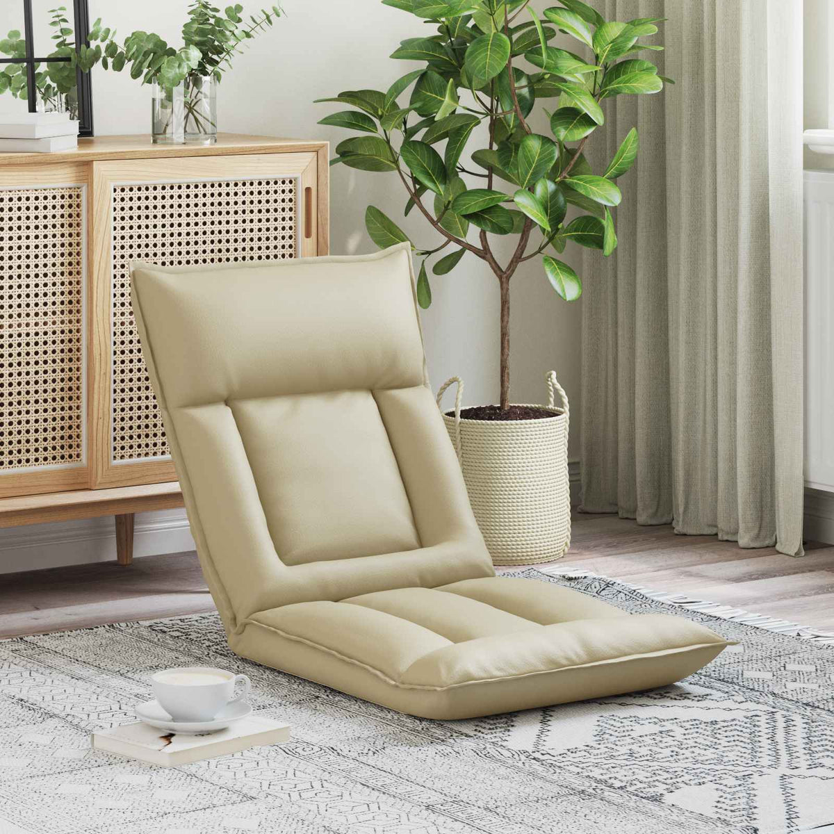 Vloerstoel Crème 55 x 61 x 70 cm Nep Leer is nu te koop bij PeponiXL, paradijselijk wonen!