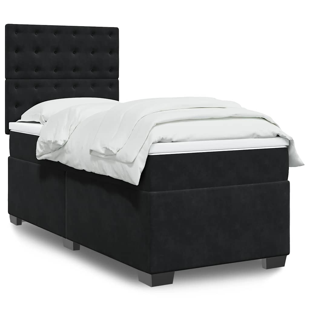Boxspring met matras fluweel zwart 90x190 cm is nu te koop bij PeponiXL, paradijselijk wonen!