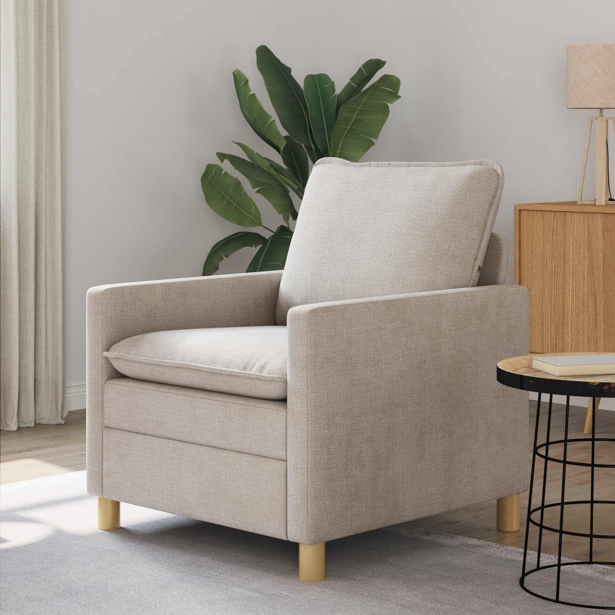 Bank Crèmekleurig 76 x 81 x 87,5 cm Polyester is nu te koop bij PeponiXL, paradijselijk wonen!