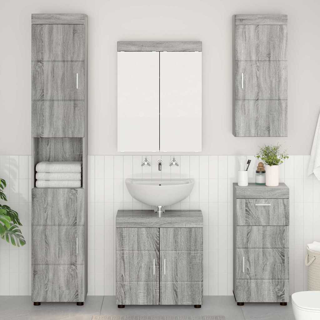 Badkamermeubelset TULUM 5 pcs Grijs Sonoma 60 x 34 x 63 cm is nu te koop bij PeponiXL, paradijselijk wonen!