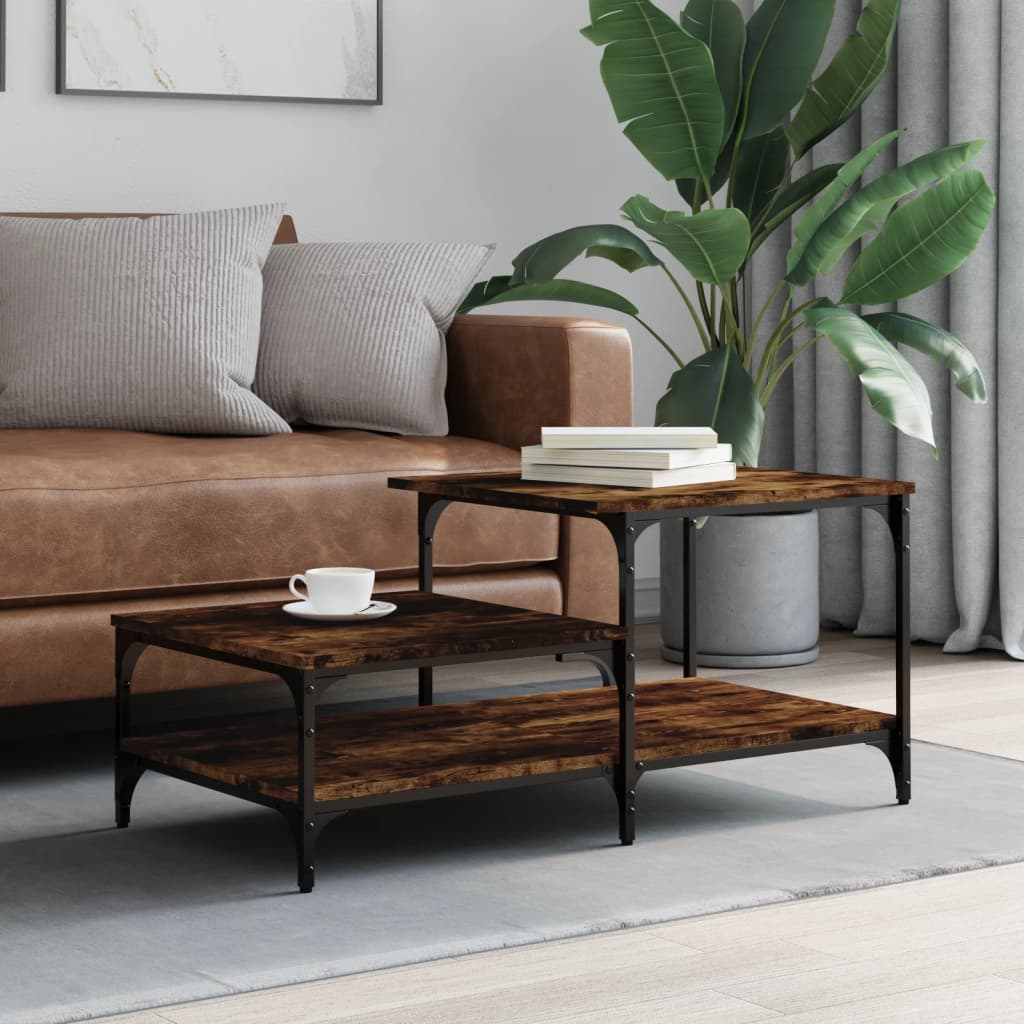 Salontafel 100x50,5x45 cm bewerkt hout gerookt eikenkleurig is nu te koop bij PeponiXL, paradijselijk wonen!