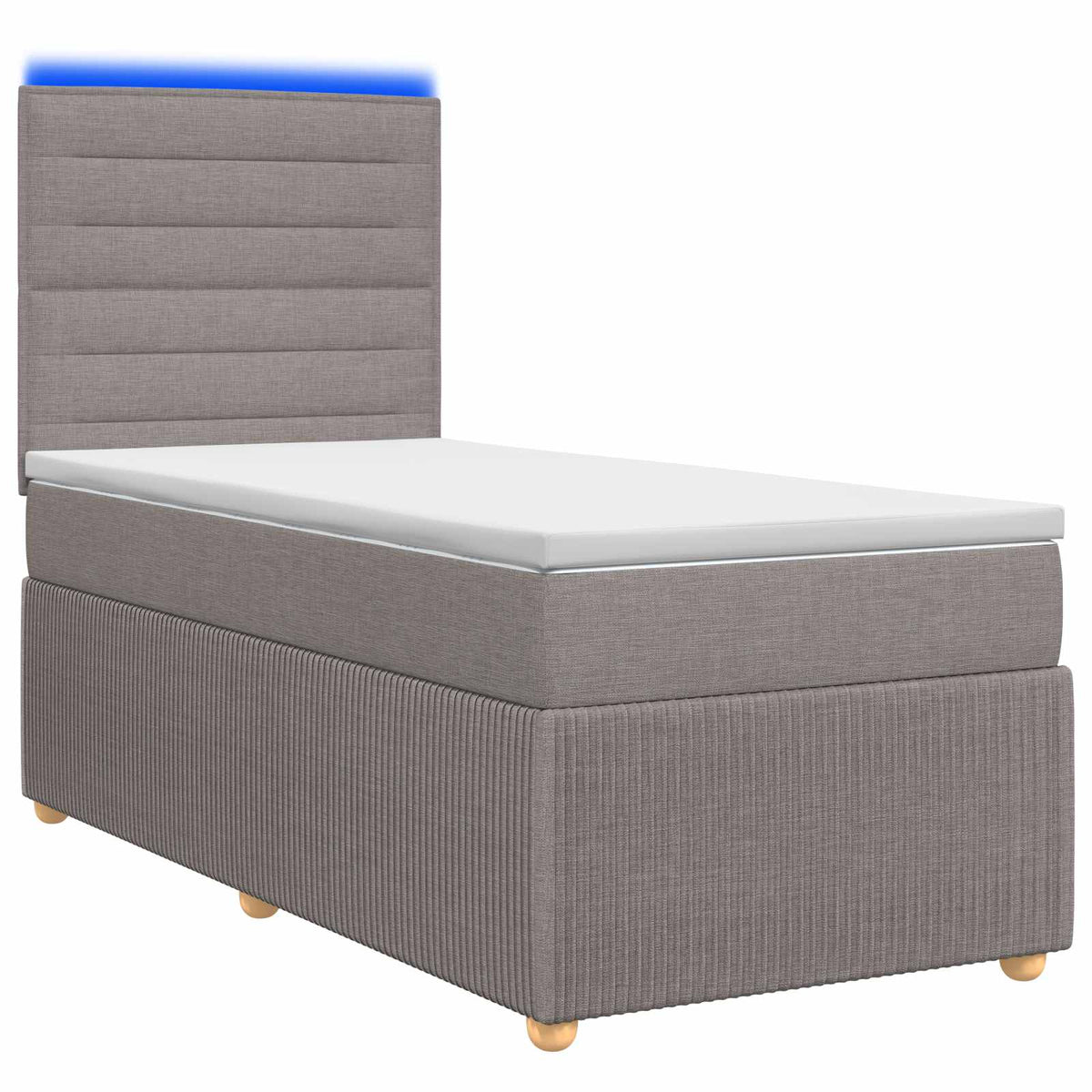 LED Boxspring Bed met Matras Taupe 90 x 190 cm Stof is nu te koop bij PeponiXL, paradijselijk wonen!