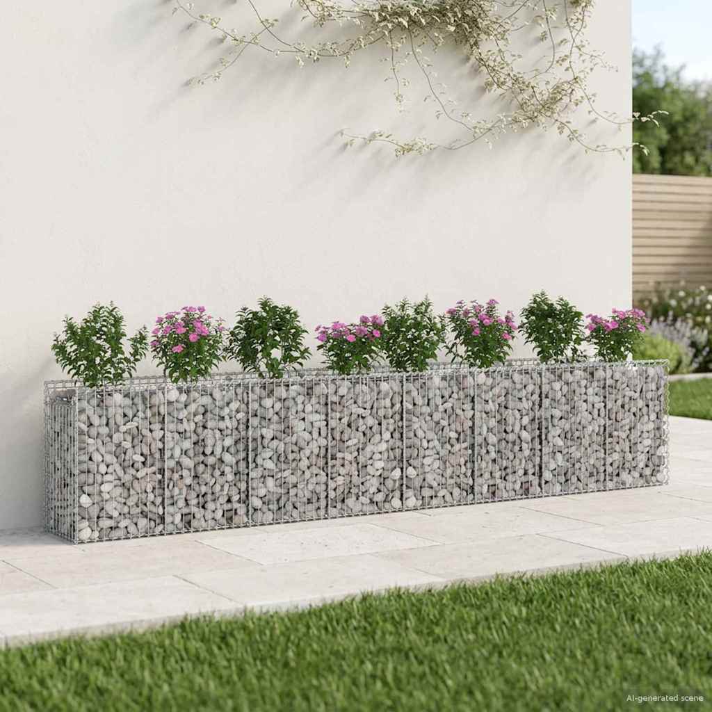 Gabion Verhoogd Bed 3 pcs Zilverkleurig is nu te koop bij PeponiXL, paradijselijk wonen!