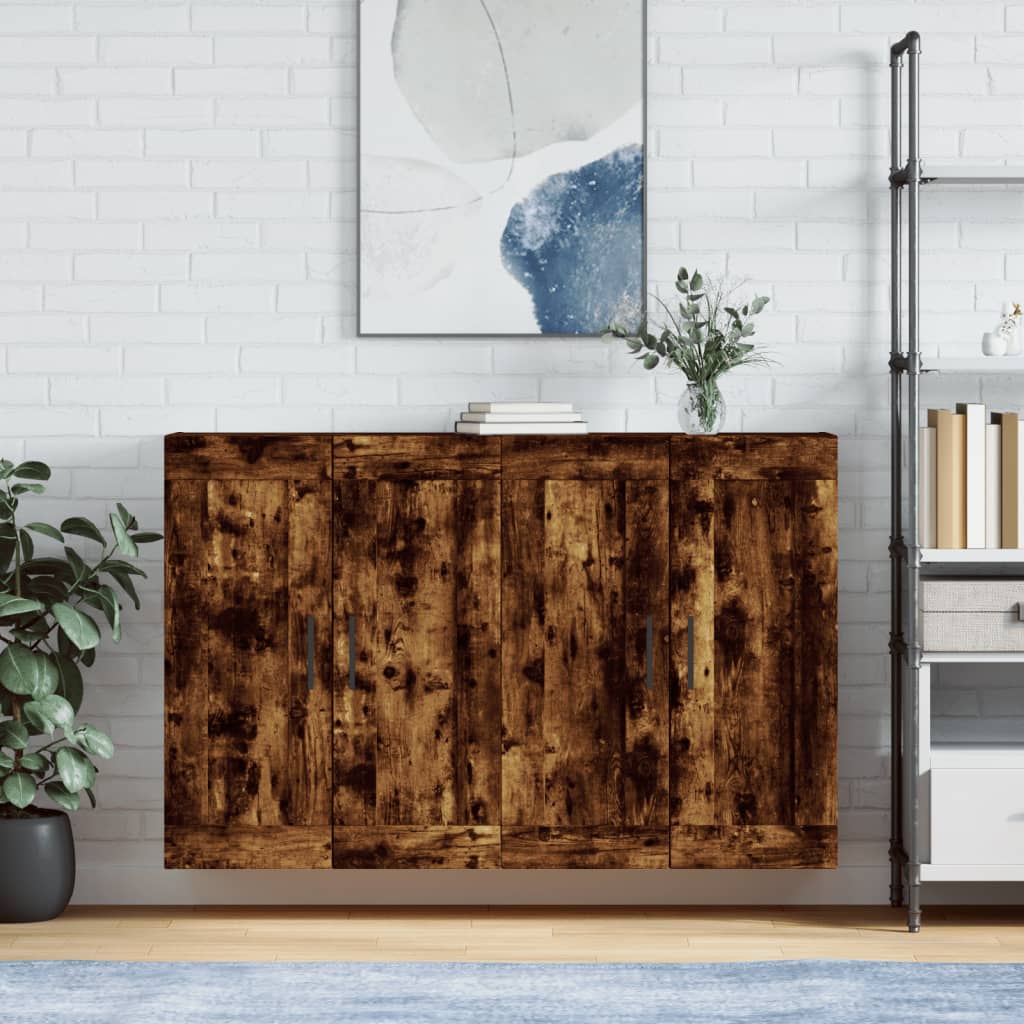 Hangkasten 2 st bewerkt hout gerookt eikenkleurig is nu te koop bij PeponiXL, paradijselijk wonen!