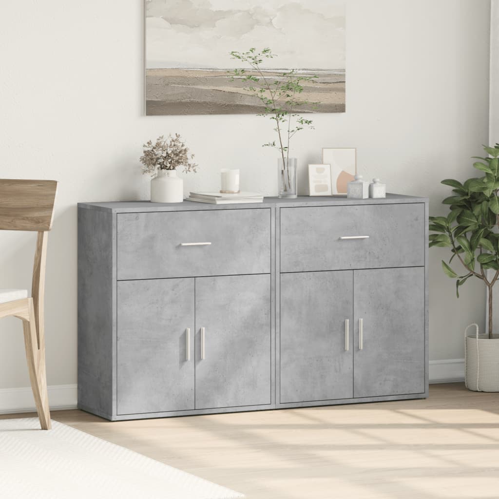 Dressoirs 2 st 60x31x70 cm bewerkt hout betongrijs is nu te koop bij PeponiXL, paradijselijk wonen!