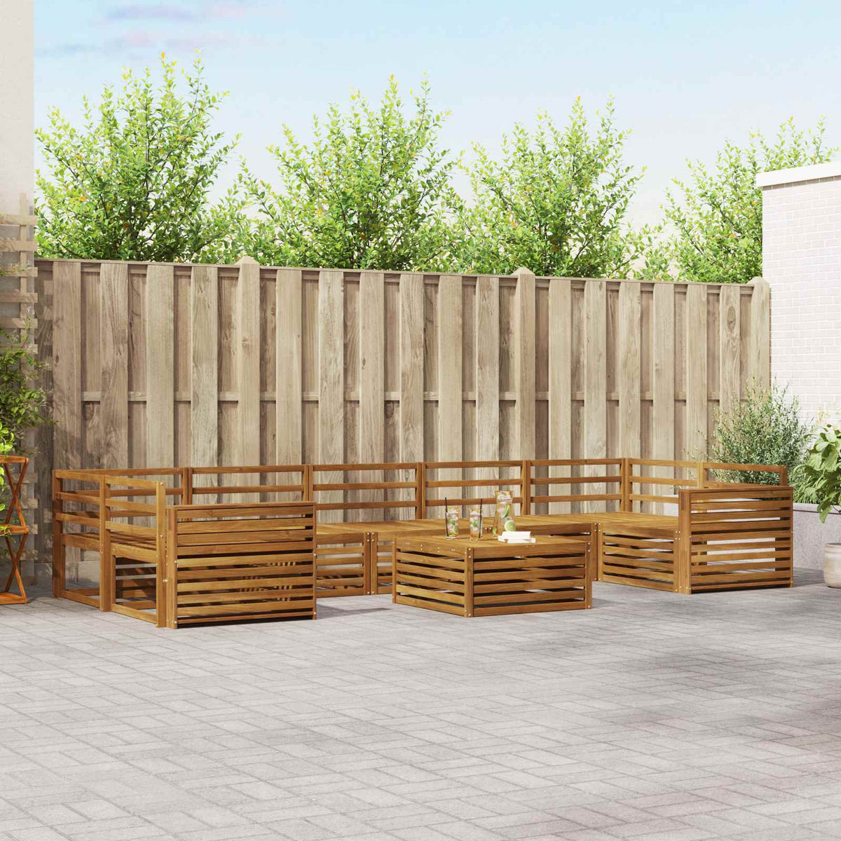 Buiten bankenset 8 pcs Naturel Massief Acaciahout is nu te koop bij PeponiXL, paradijselijk wonen!