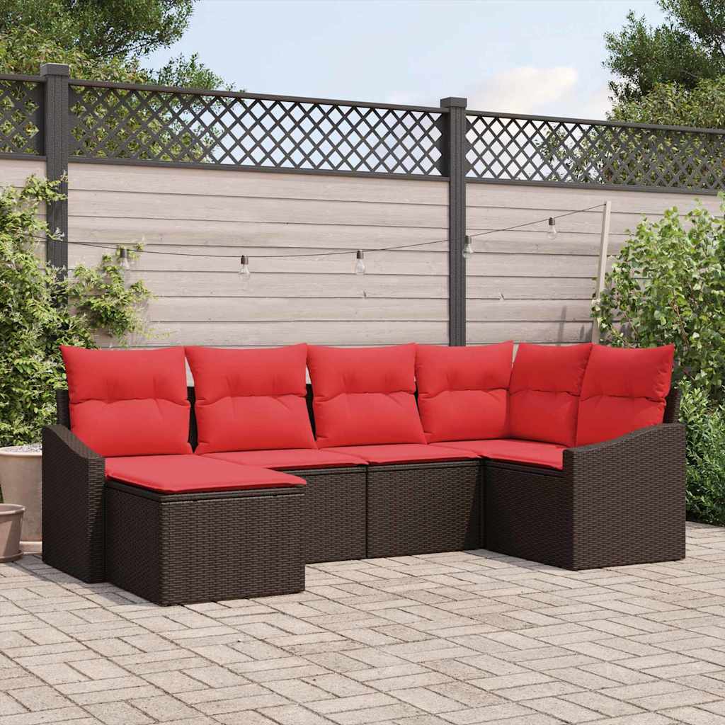 Bankstel 6 st Bruin poly rattan is nu te koop bij PeponiXL, paradijselijk wonen!
