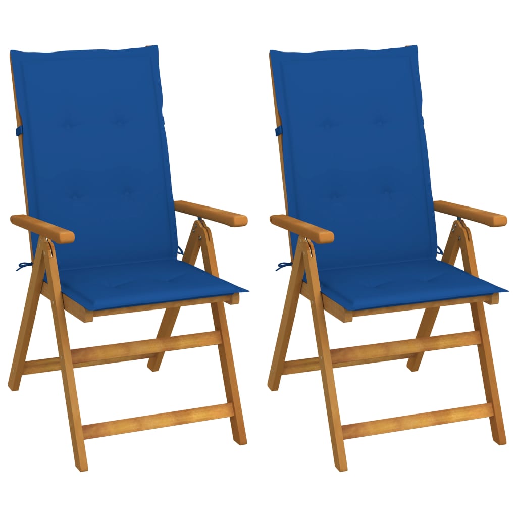 Tuinstoelen 2 st verstelbaar met kussens massief acaciahout is nu te koop bij PeponiXL, paradijselijk wonen!