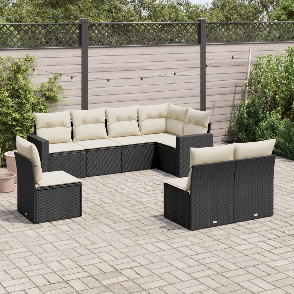 8-delige Loungeset met kussens poly rattan zwart is nu te koop bij PeponiXL, paradijselijk wonen!