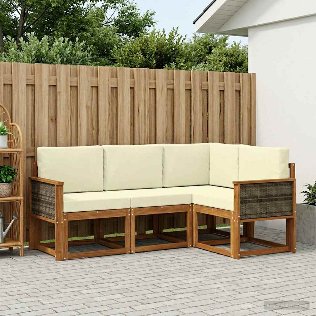 Buiten bankenset met kussen 4 pcs Natuurlijk en Crème Polyester is nu te koop bij PeponiXL, paradijselijk wonen!