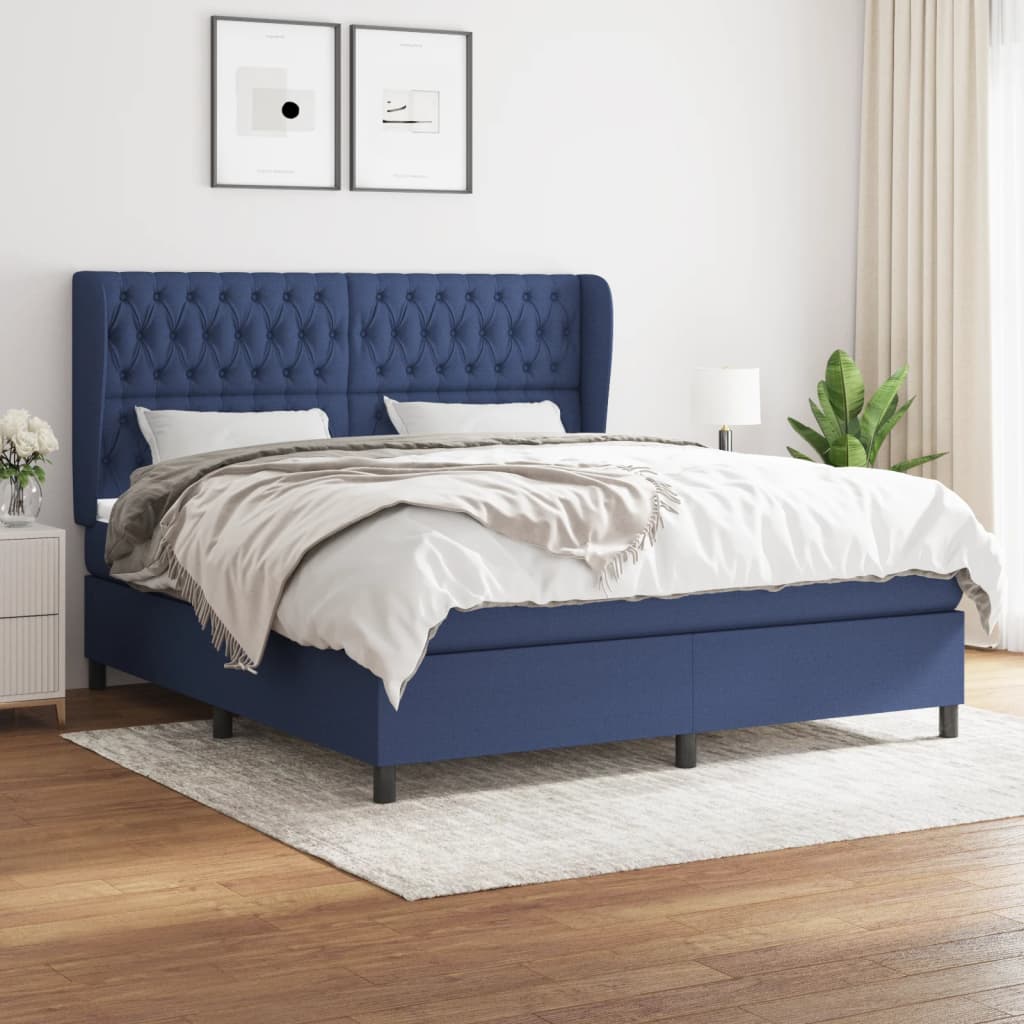 Boxspring met matras stof blauw 180x200 cm is nu te koop bij PeponiXL, paradijselijk wonen!