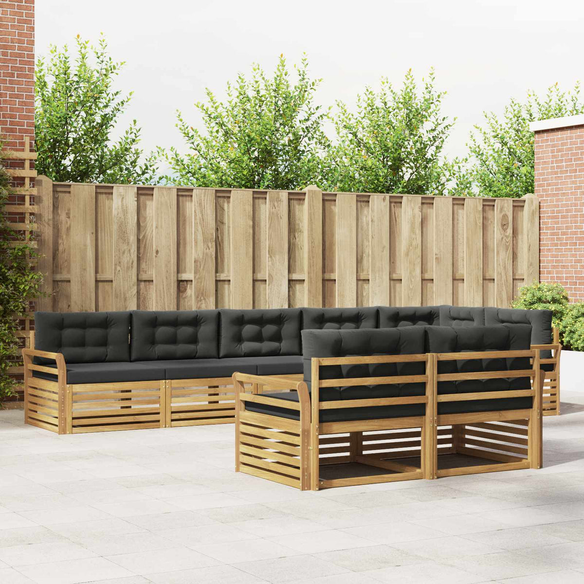 Buiten bankenset 8 pcs Wit en antracietkleurig is nu te koop bij PeponiXL, paradijselijk wonen!