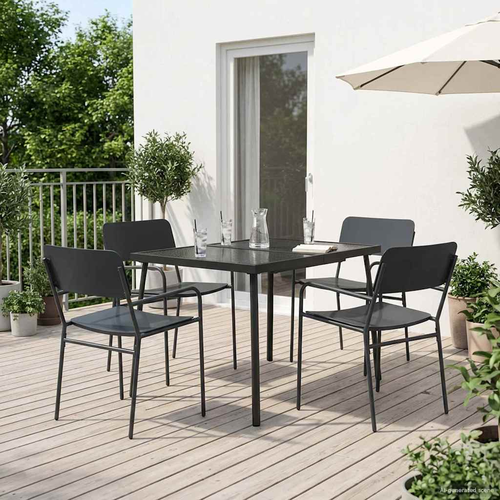 Eetkamerset 5 st Antraciet Staal is nu te koop bij PeponiXL, paradijselijk wonen!