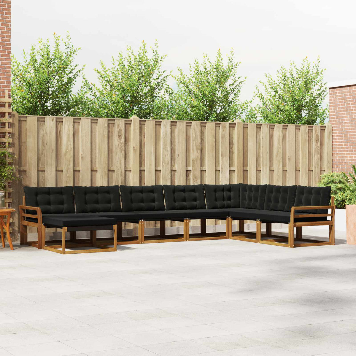 Buiten bankenset met kussen 8 pcs Natuurlijk en Zwart is nu te koop bij PeponiXL, paradijselijk wonen!