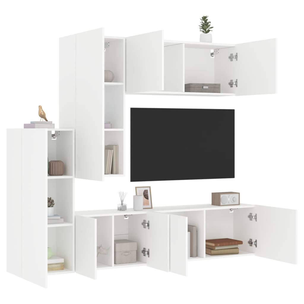 5-delige Tv-meubelset bewerkt hout wit is nu te koop bij PeponiXL, paradijselijk wonen!
