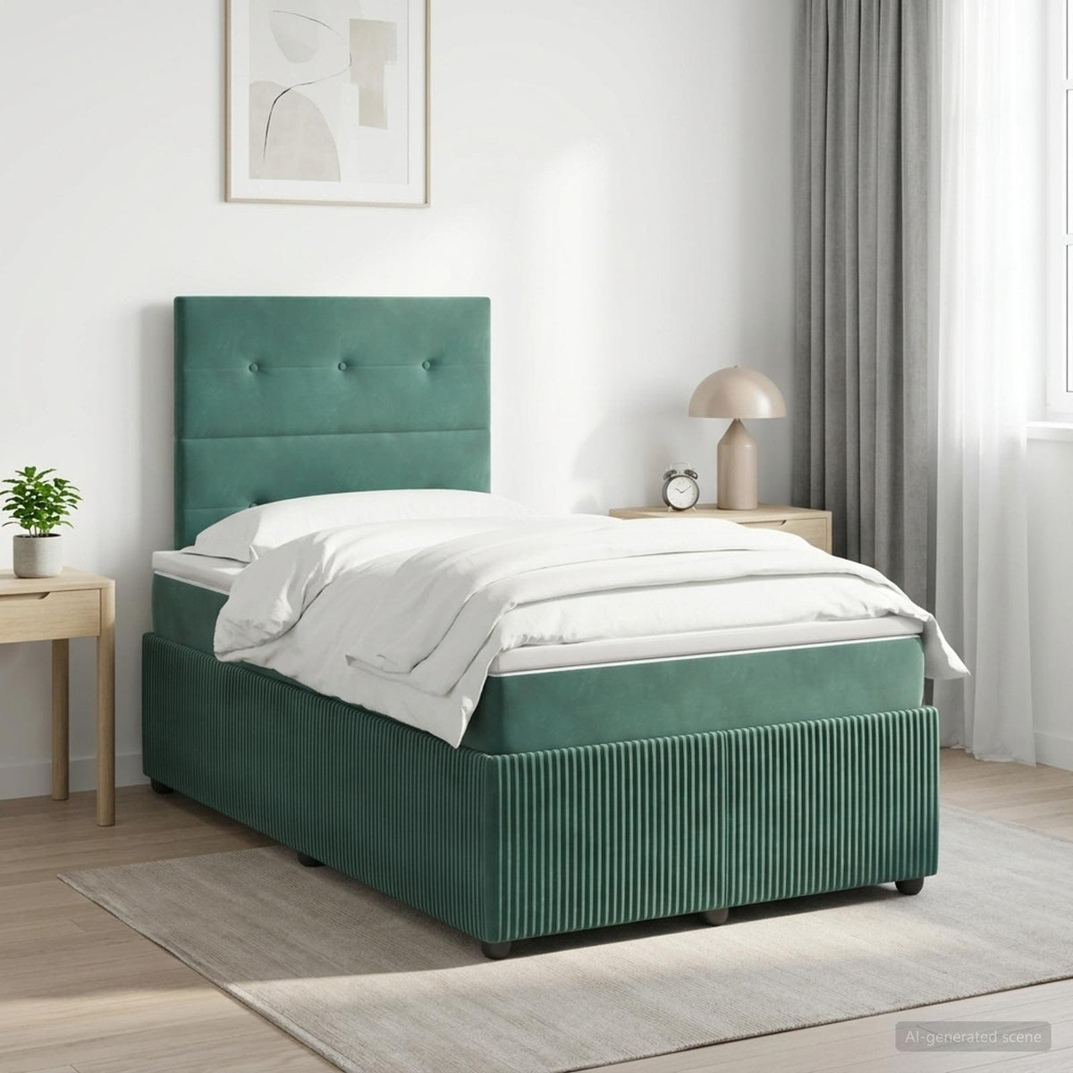 Boxspringbed met matras Donkergroen 120 x 190 cm Fluweel is nu te koop bij PeponiXL, paradijselijk wonen!