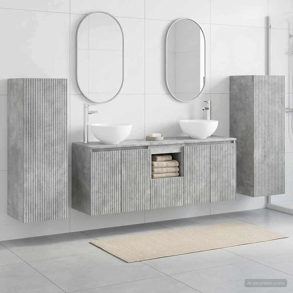 Badkamermeubelset 5 st Betongrijs 33 x 34,5 x 100 cm is nu te koop bij PeponiXL, paradijselijk wonen!