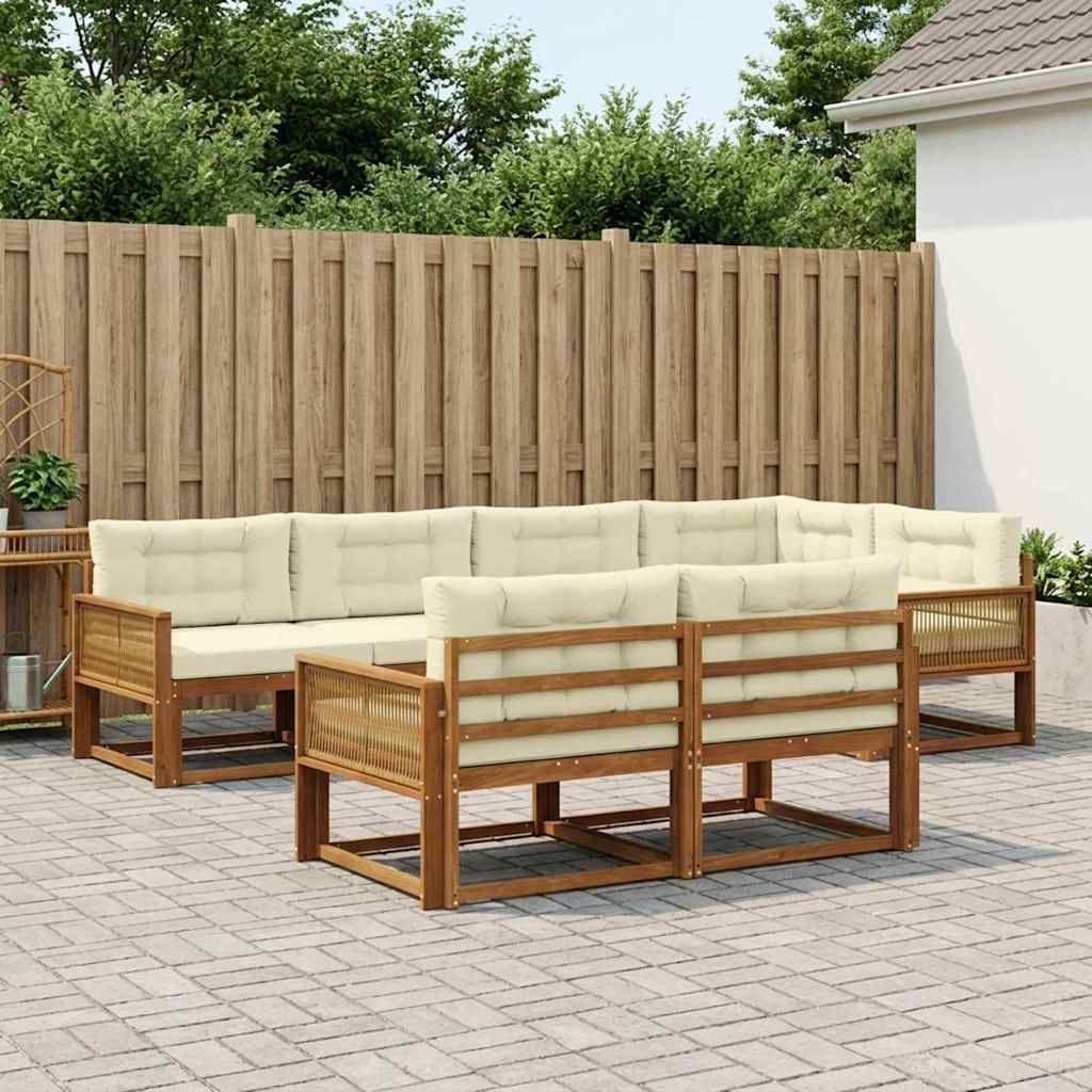 Buiten bankenset met kussen 7 pcs Natuurlijk en Crème is nu te koop bij PeponiXL, paradijselijk wonen!