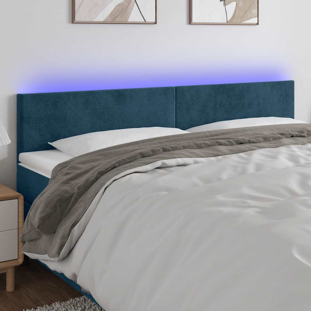 Hoofdbord LED 200x5x78/88 cm fluweel donkerblauw is nu te koop bij PeponiXL, paradijselijk wonen!