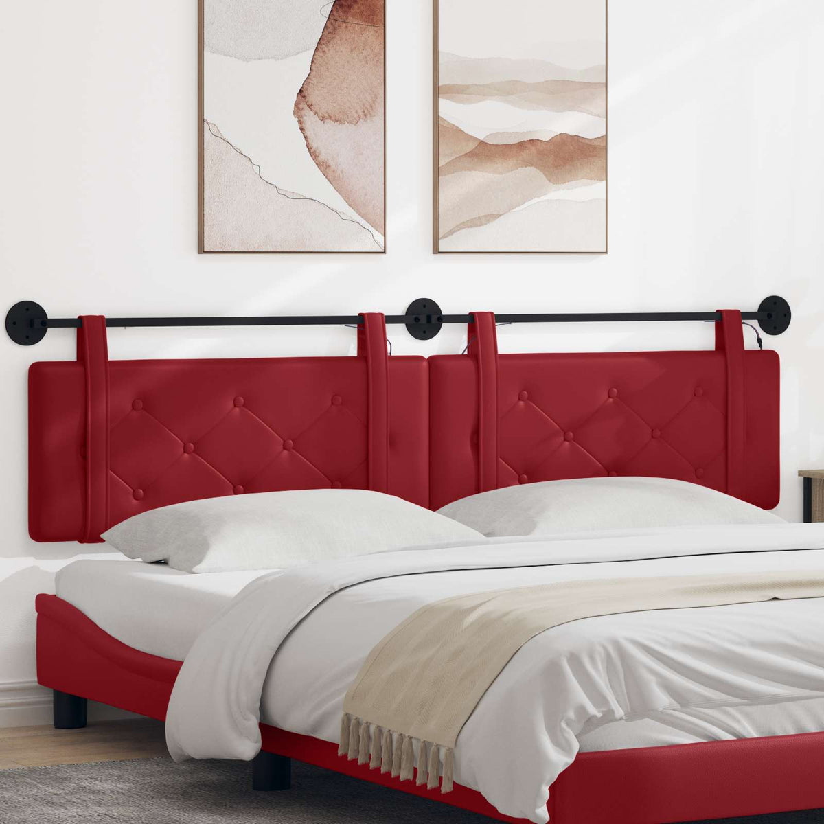 Hangend hoofdbord Met LED-verlichting Wijnrood Kunstleer is nu te koop bij PeponiXL, paradijselijk wonen!